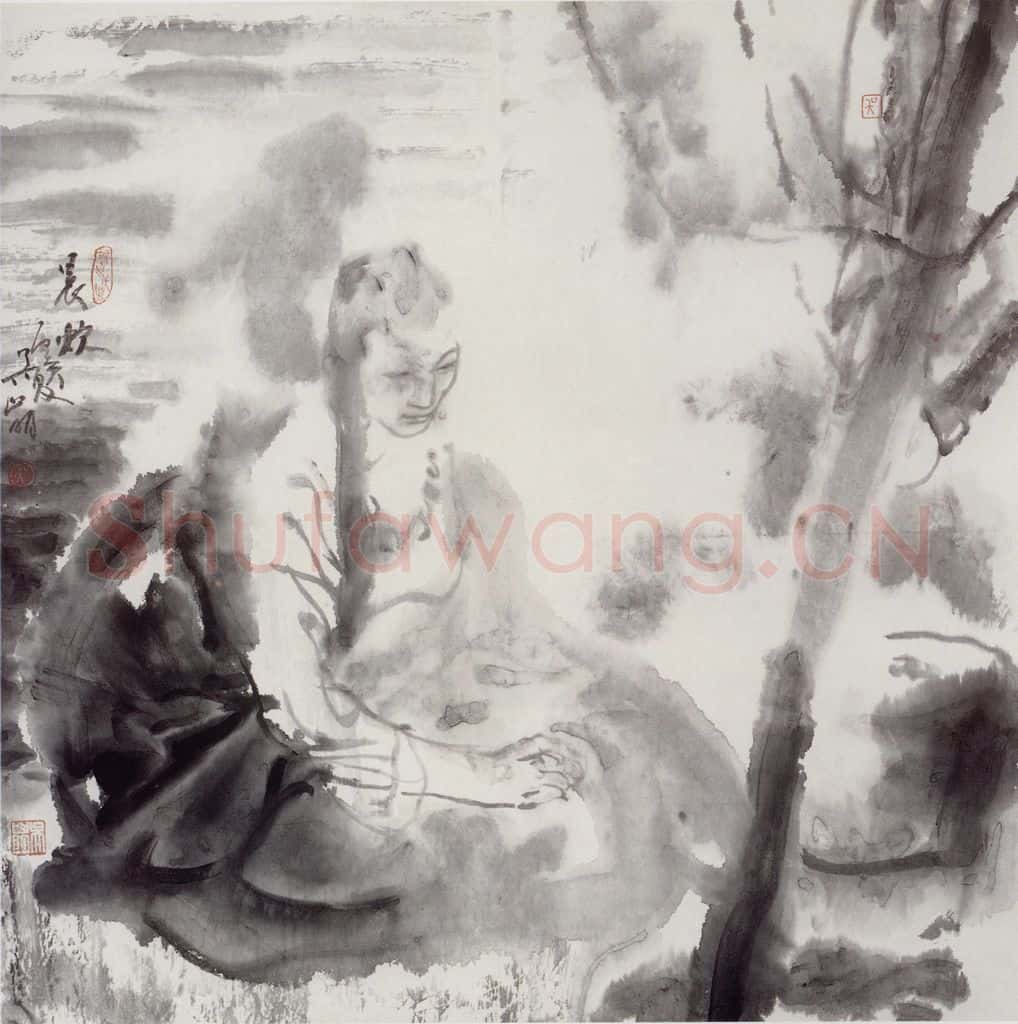1986年 吴山明《晨炊》书画作品