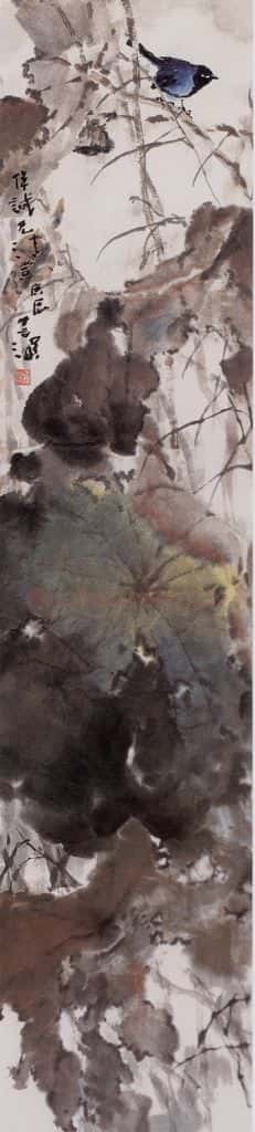 2000年 杨善深《荷塘小鸟》书画作品