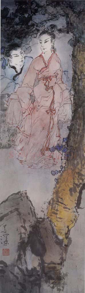 杨善深《人约黄昏后》书画作品