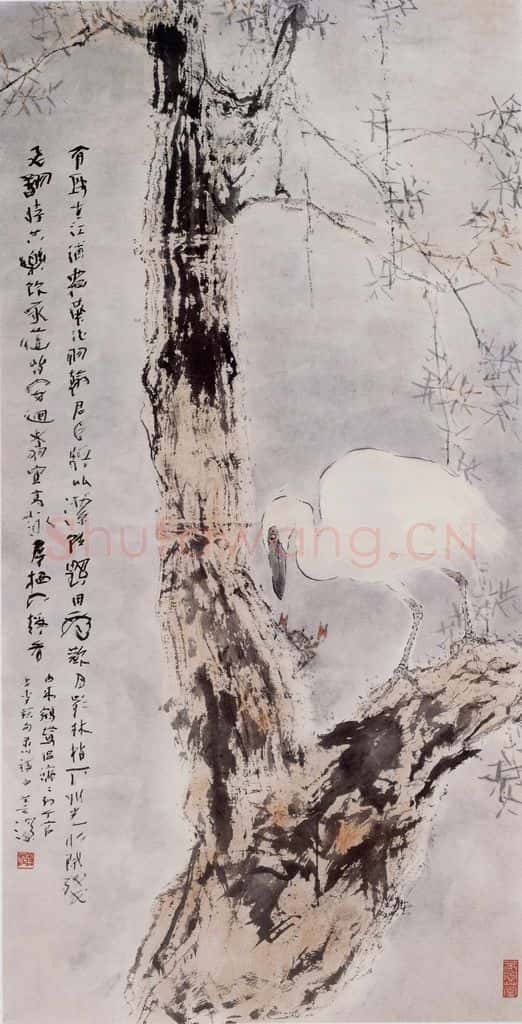  杨善深《白鹭》书画作品
