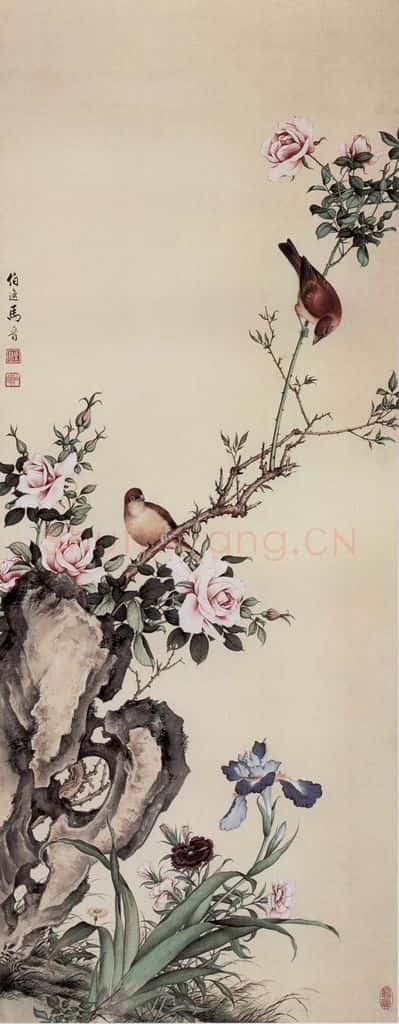 1963年 马晋《工笔花鸟》书画作品