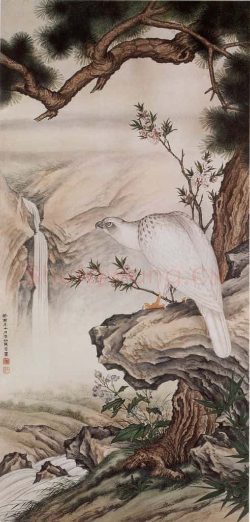 1933年 马晋《苍松白鹰》书画作品