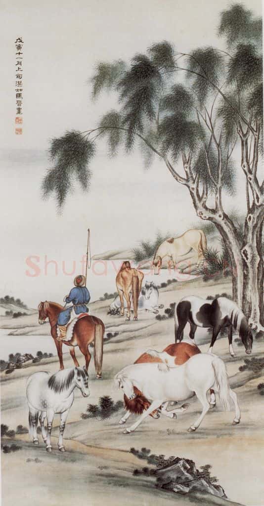 1938年 马晋《放牧图》书画作品