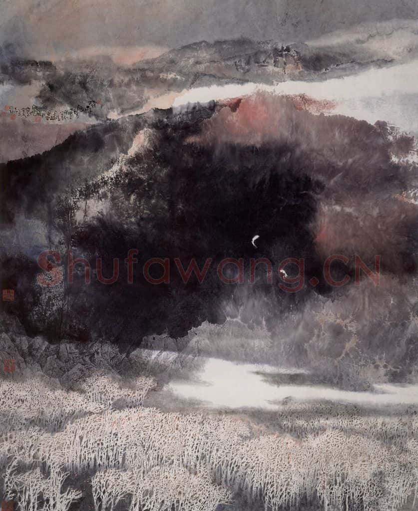 近现代 宋雨桂《霜林晚晴》书画作品