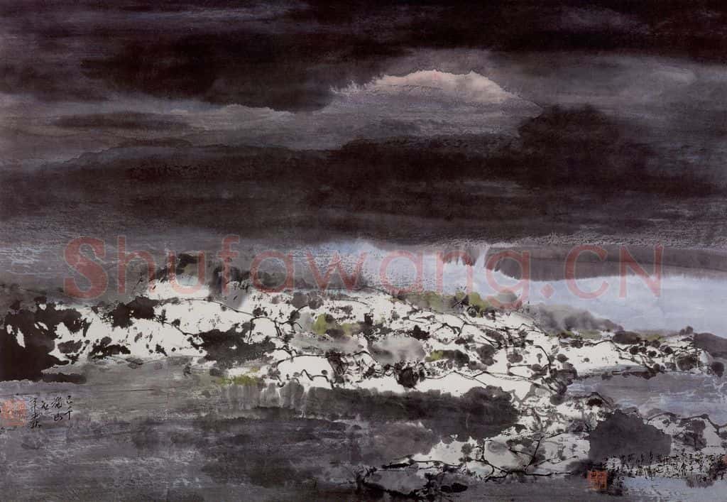 近现代 宋雨桂《骤雨初歇》书画作品