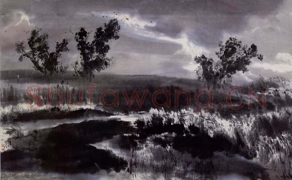 近现代 宋雨桂《塞原》书画作品