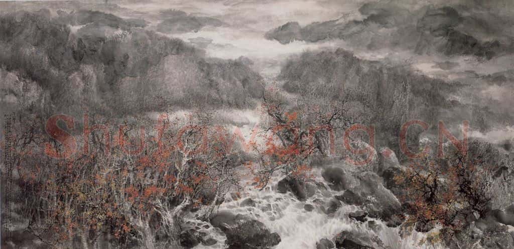 近现代 宋雨桂《菁山秋水》书画作品