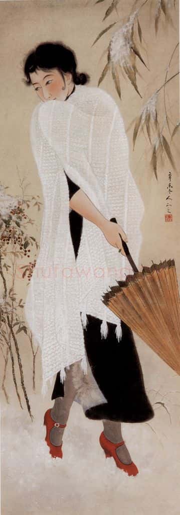 1931 方人定《踏雪 》书画作品