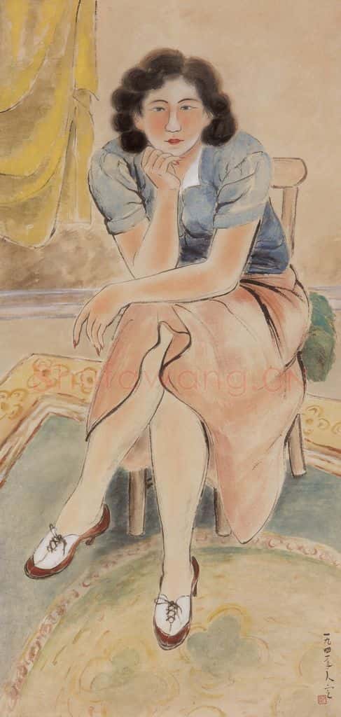 1941 方人定《凝视》书画作品