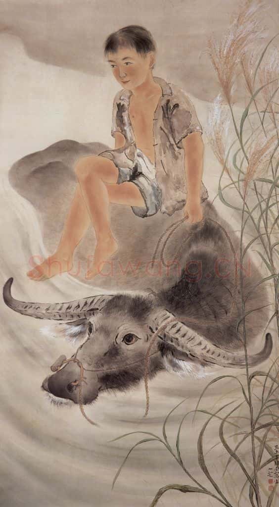 1946 方人定《渡水》书画作品