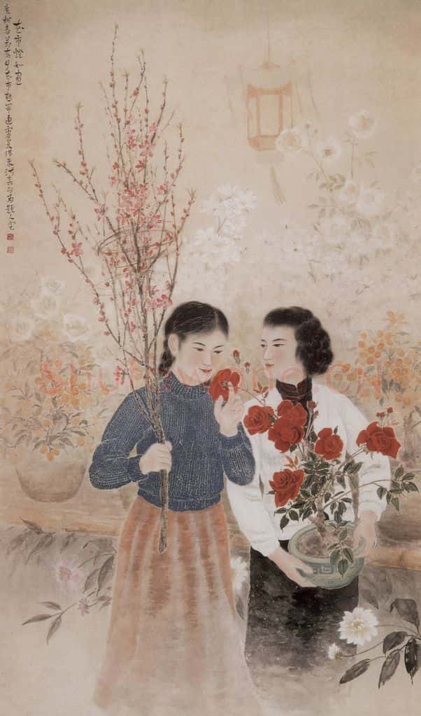 1956 方人定《花市灯如昼》书画作品