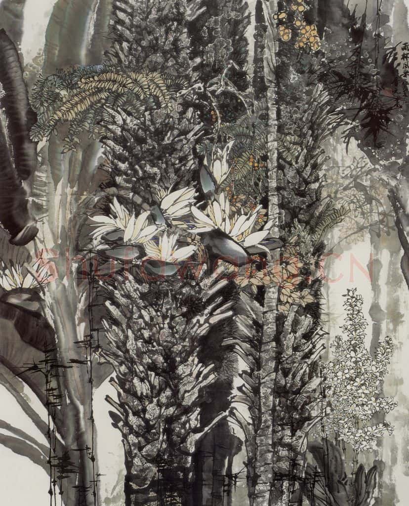 1989年 王晋元《雨林风采》书画作品