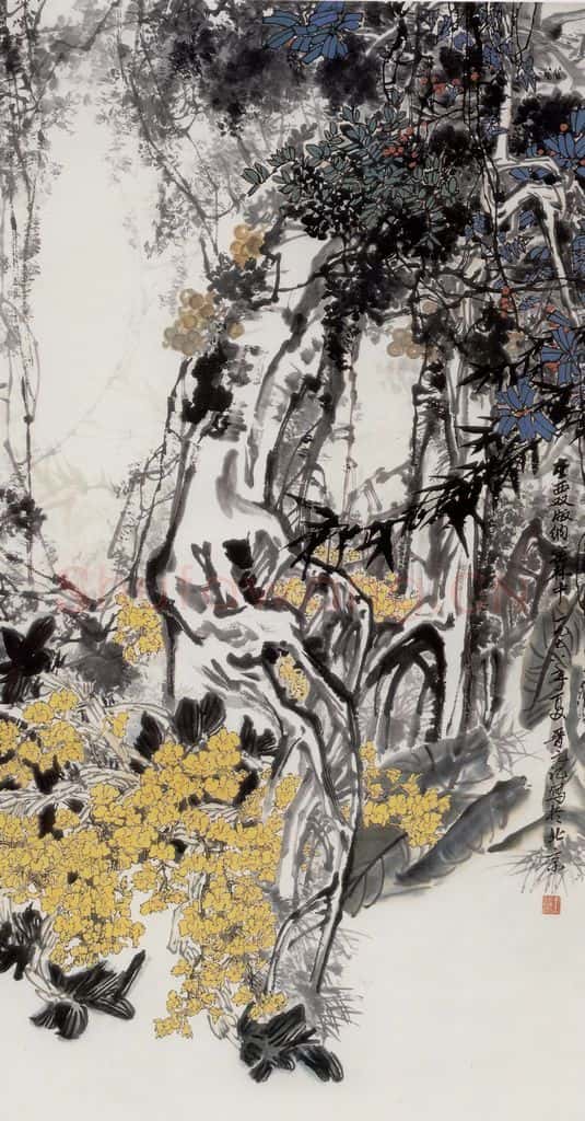 1978年 王晋元《在西双版纳密林中》书画作品