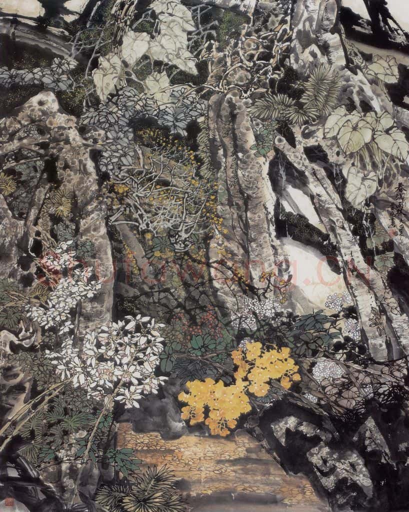 1994年 王晋元《春满雨林》书画作品
