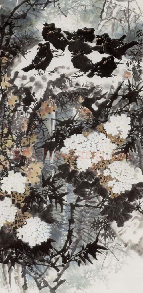 1982年 王晋元《密林深处》书画作品