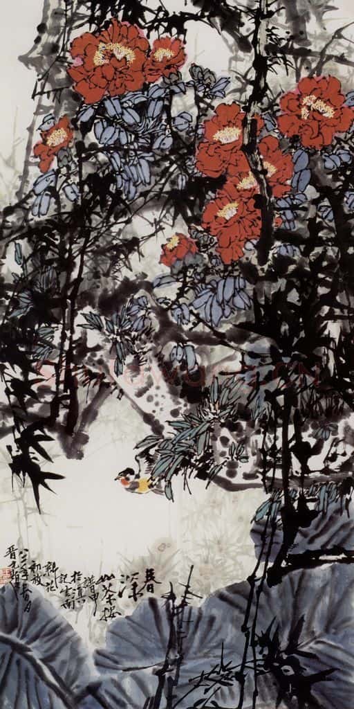 1982年 王晋元《春深》书画作品