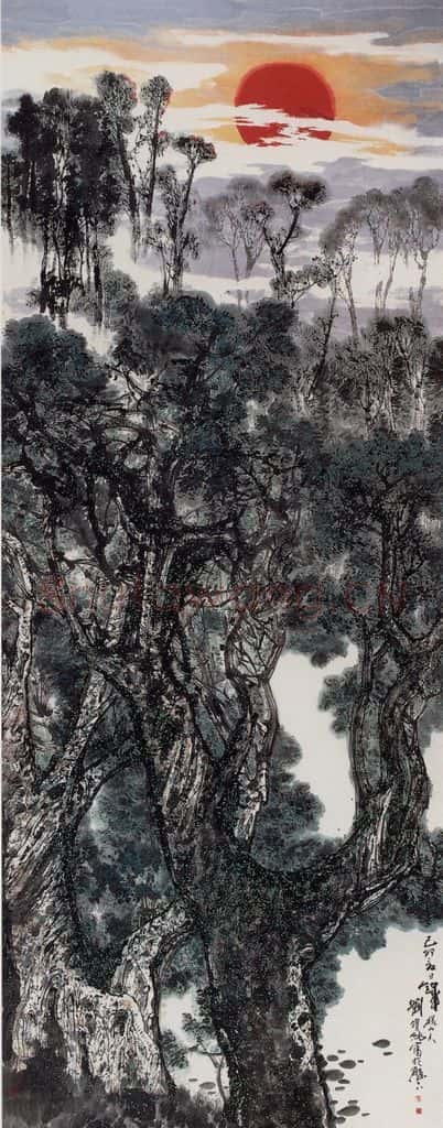2000年 刘宝纯《尼山旭日》书画作品