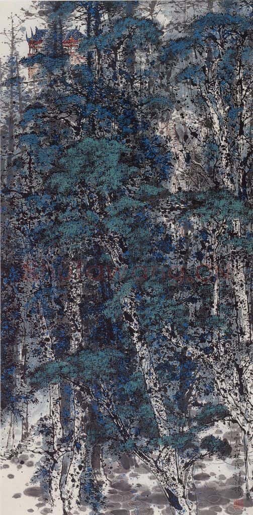 1981年 刘宝纯《泰山林荫》书画作品