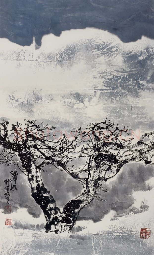 1981年 刘宝纯《雪霁》书画作品