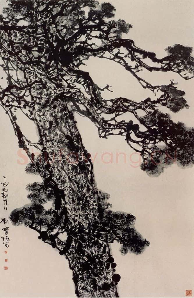 1987年 刘宝纯《长松图》书画作品