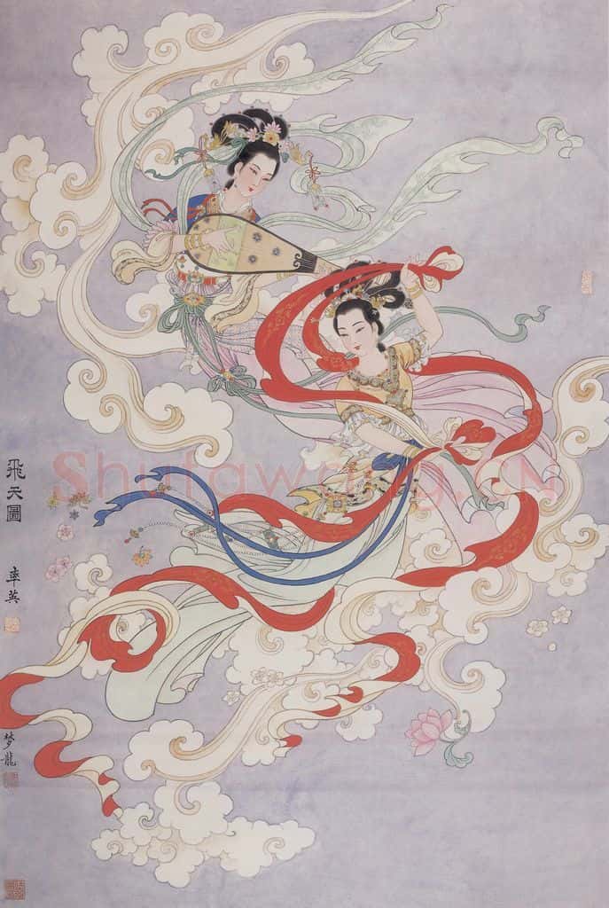 1984年 任率英《飞天图》书画作品
