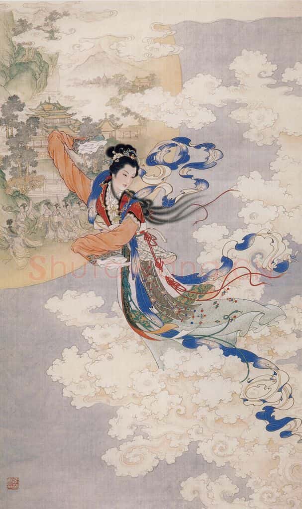1955年 任率英《嫦娥奔月》书画作品