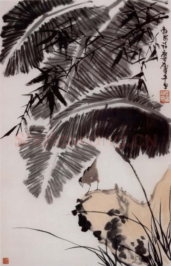 1962年 许麟庐 蕉竹图 书画作品