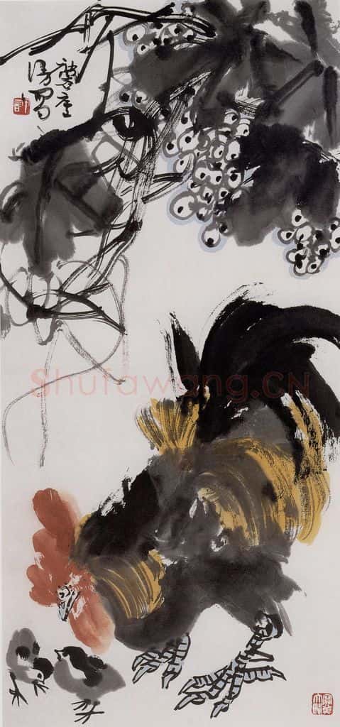 1974年 许麟庐 育子图 书画作品