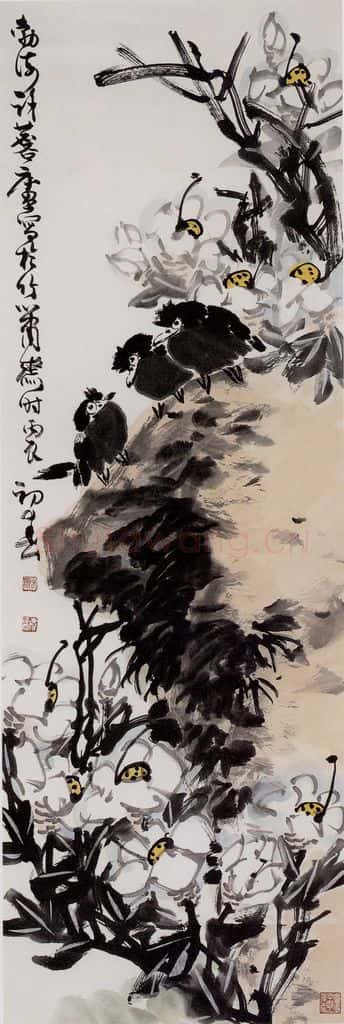 1976年 许麟庐 白茶花 书画作品