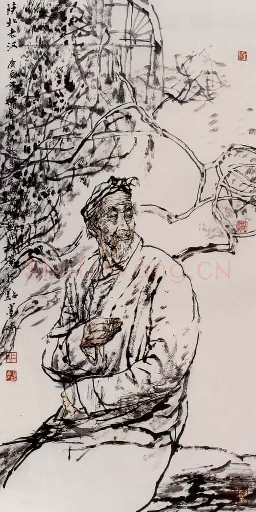 2000年 杜滋龄《陕北老汉》书画作品