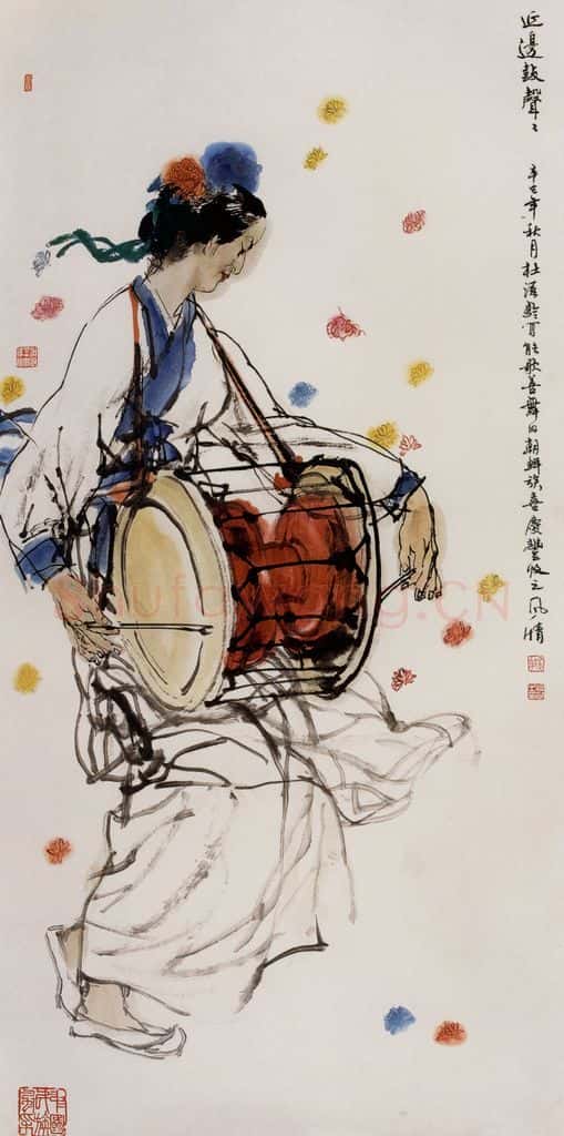 2002年 杜滋龄《延边鼓声声》书画作品