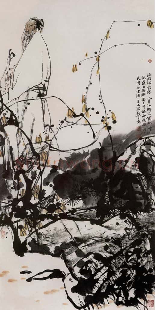 1991年 杜滋龄《陆游诗意图》书画作品