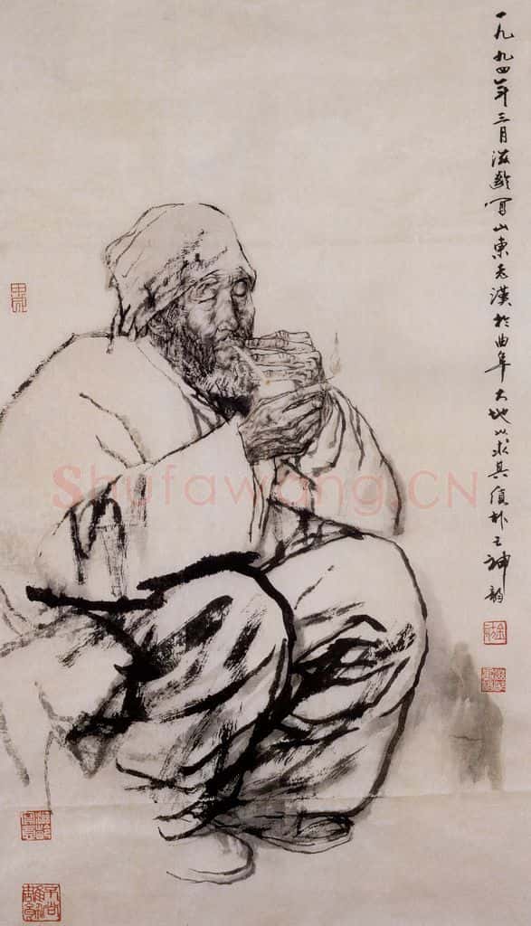 1994年 杜滋龄《山东老汉》书画作品