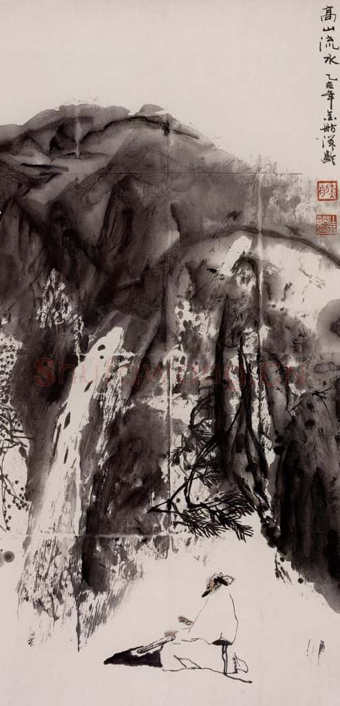 1995年 杜滋龄《高山流水》书画作品