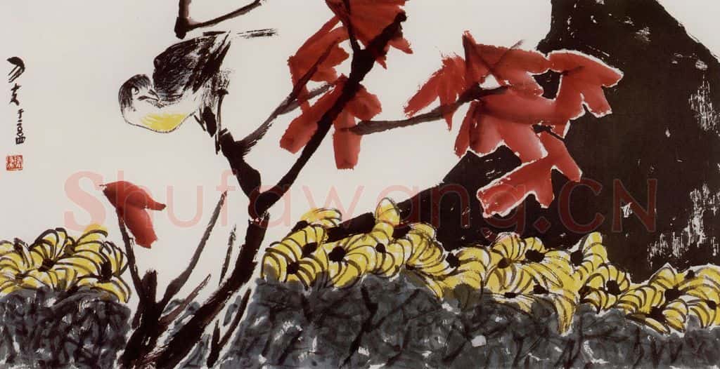 2004年 隋易夫《俯瞰秋色胜春色》书画作品