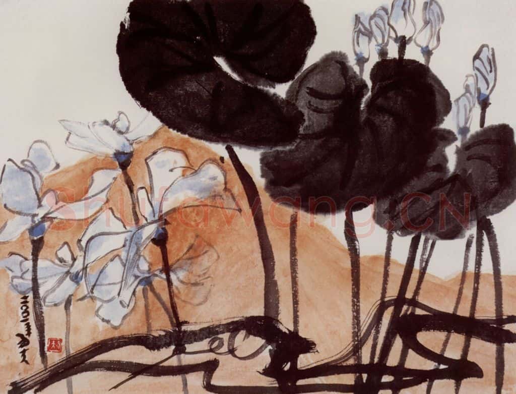 2001年 隋易夫《崂山野花》书画作品