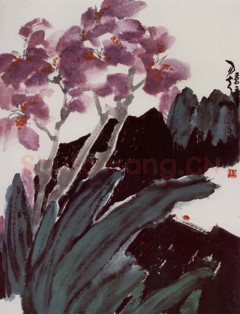 2002年 隋易夫《鸢尾花》书画作品