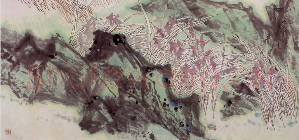 1998年 郭怡孮《细雨微风花撩人》书画作品