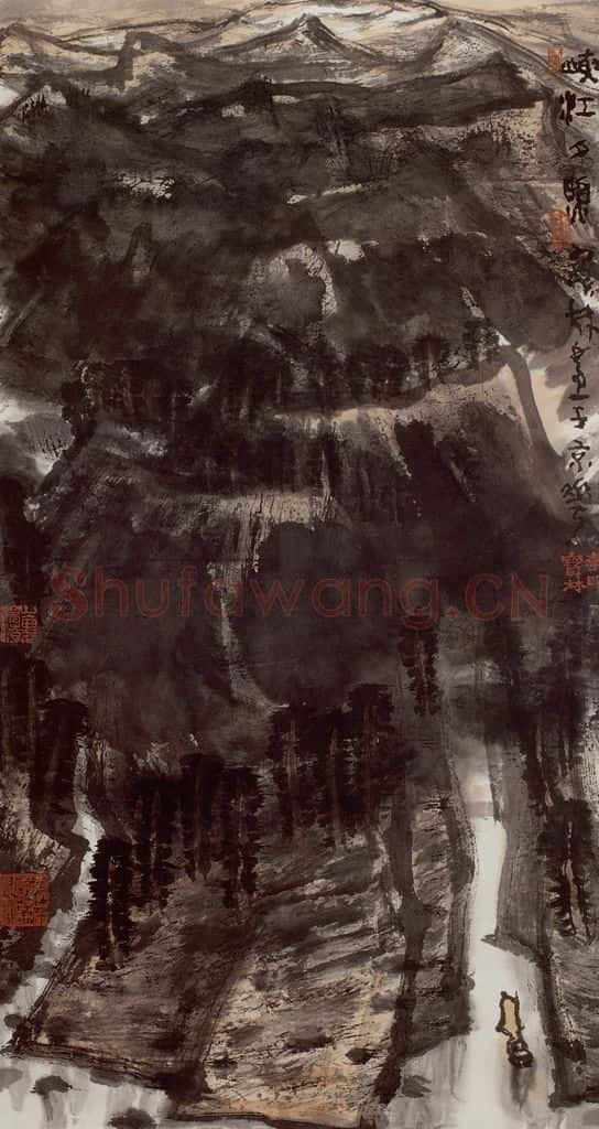 2003年 李宝林《峡江夕照》书画作品