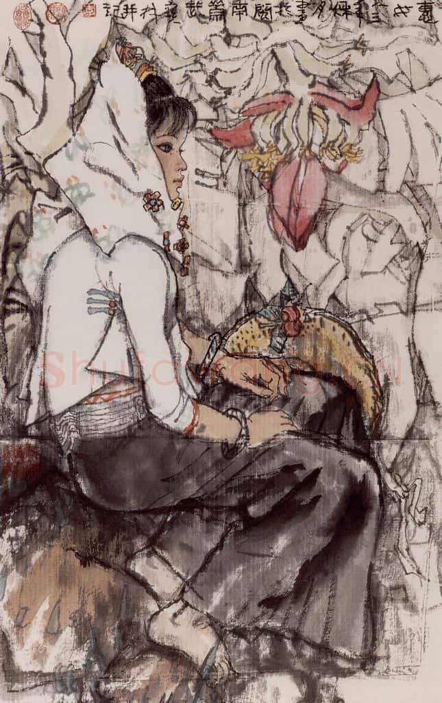 1982年 李宝林《惠女》书画作品
