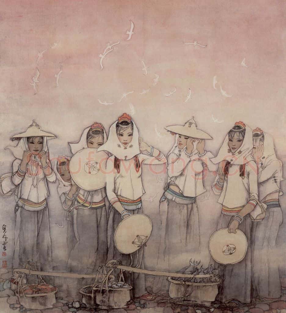 1983年 李宝林《晨妆》书画作品