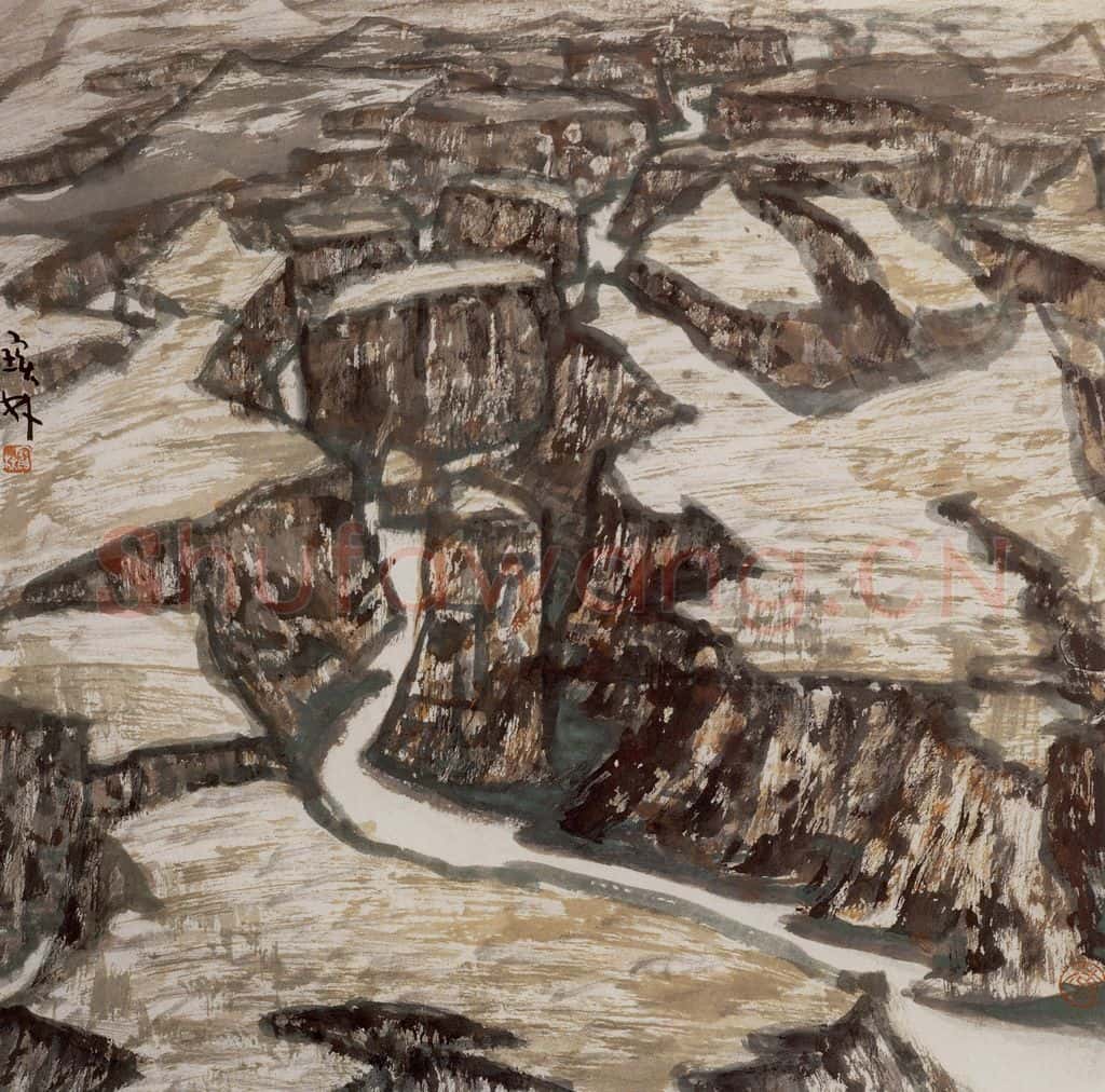 1988年 李宝林《黄土高坡》书画作品