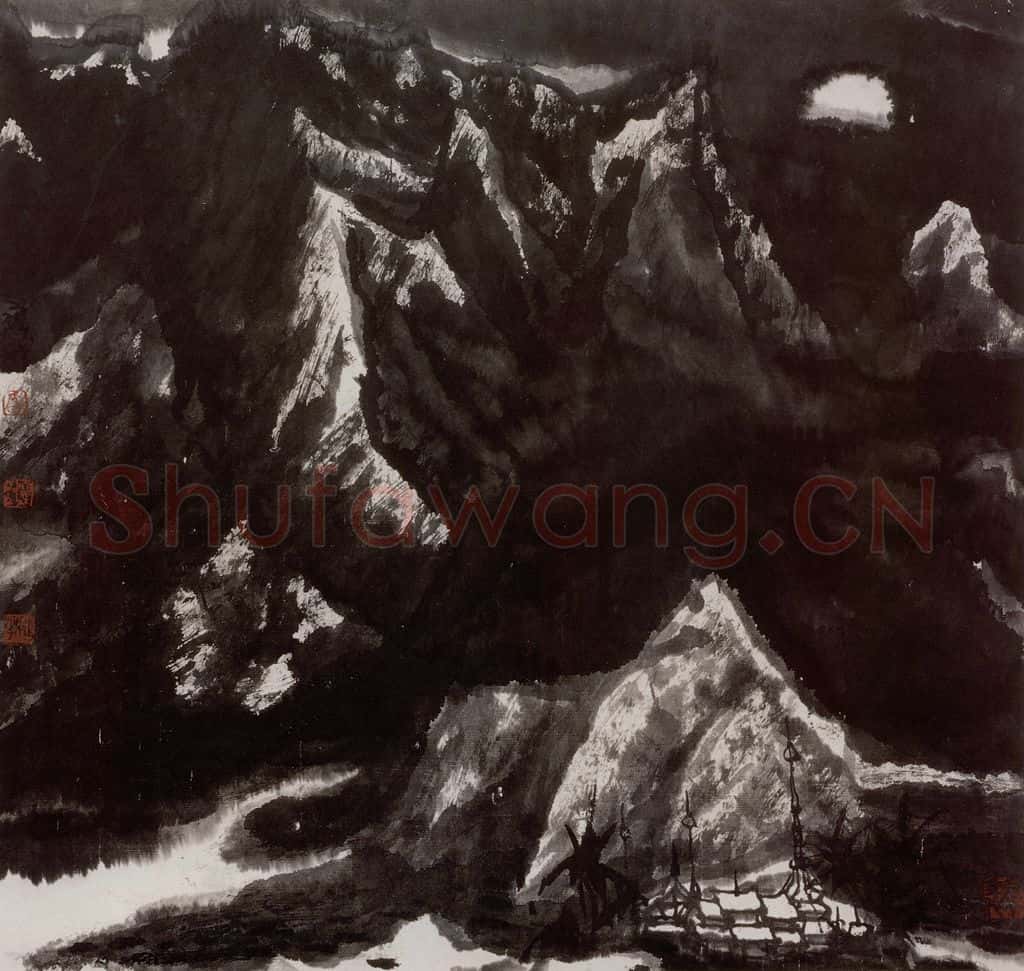 1994年 李宝林《大山回响》书画作品