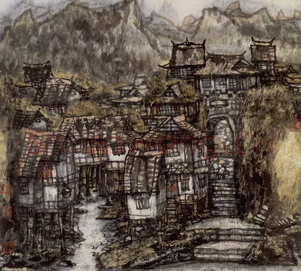 1993年 李宝林《苗乡秋色》书画作品