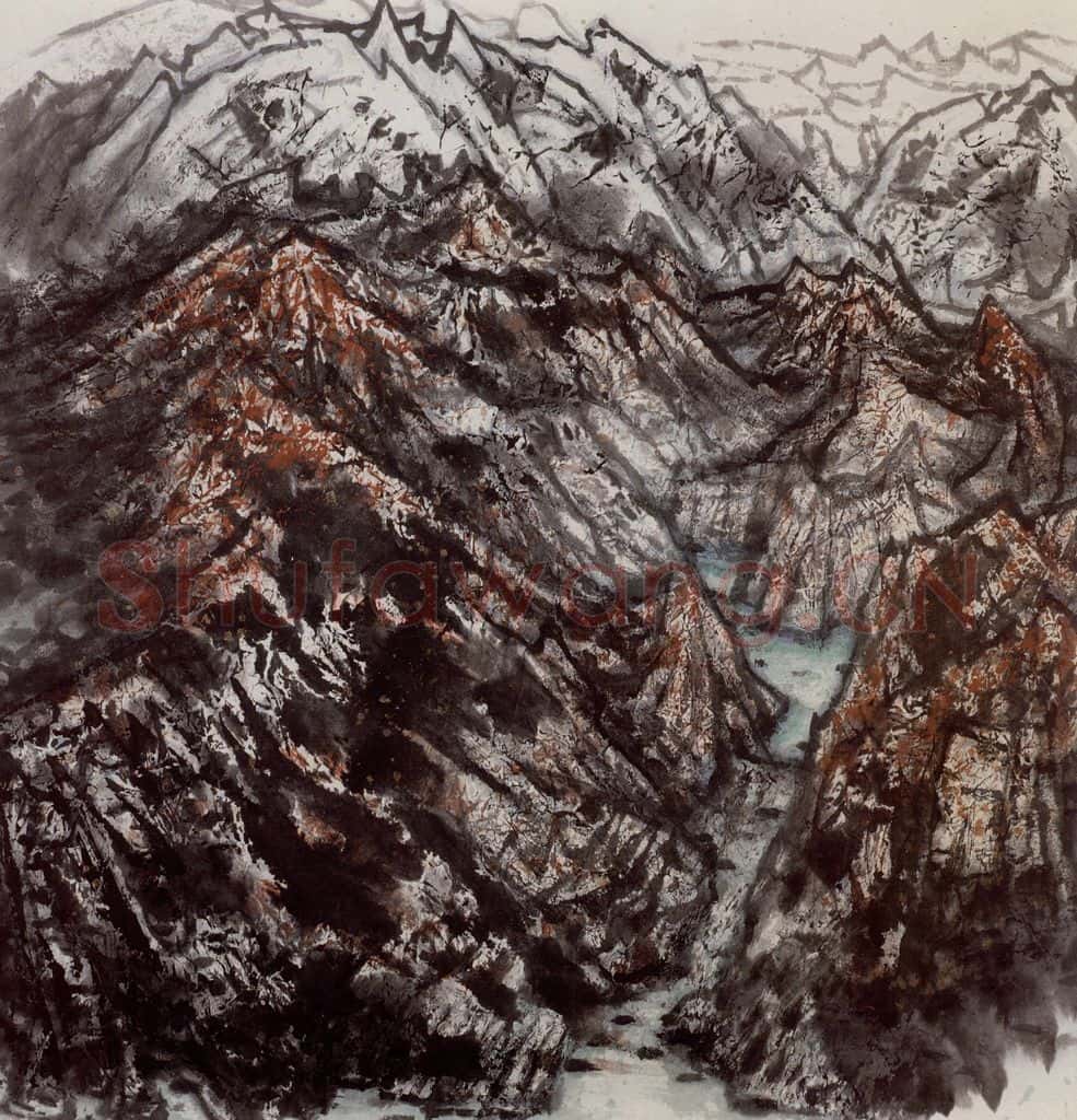 1998年 李宝林《苍山绿水》书画作品