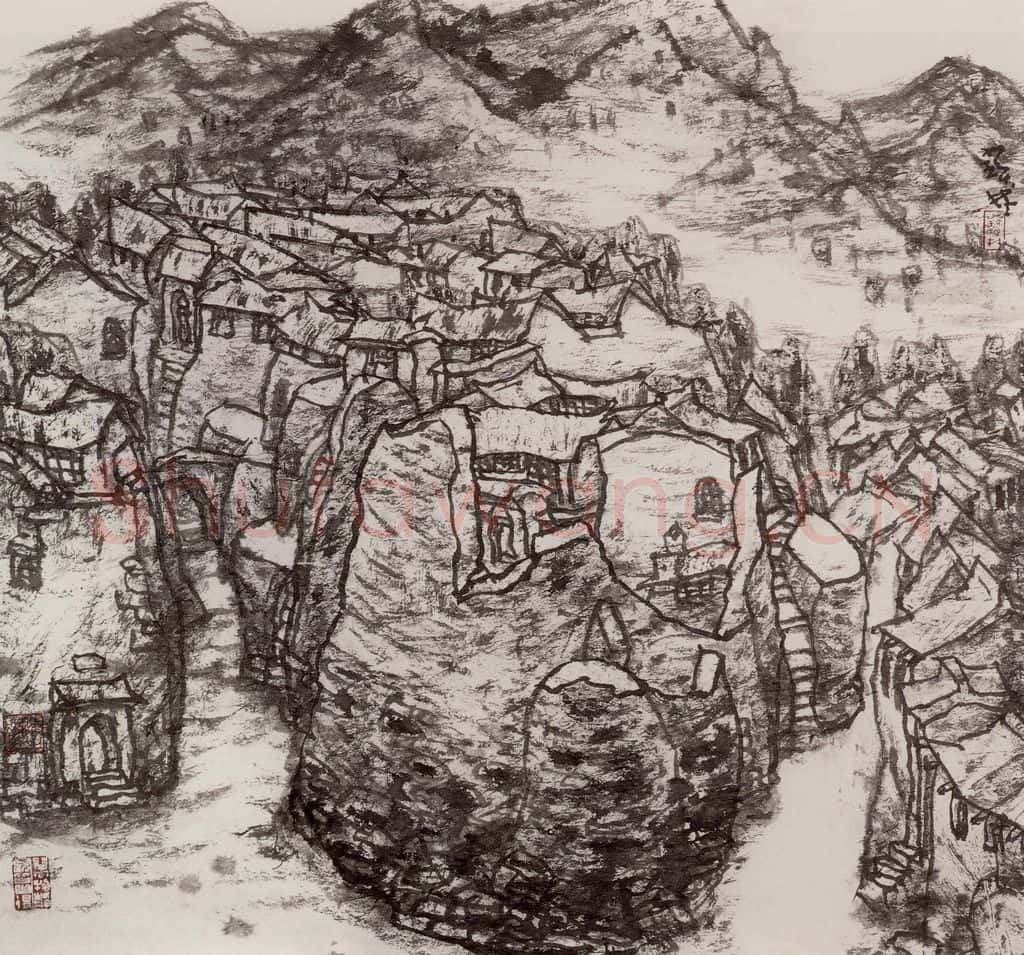 1999年 李宝林《燕山村居图》书画作品
