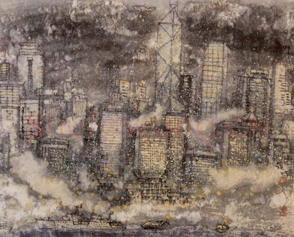 1999年 李宝林《香港之夜》书画作品