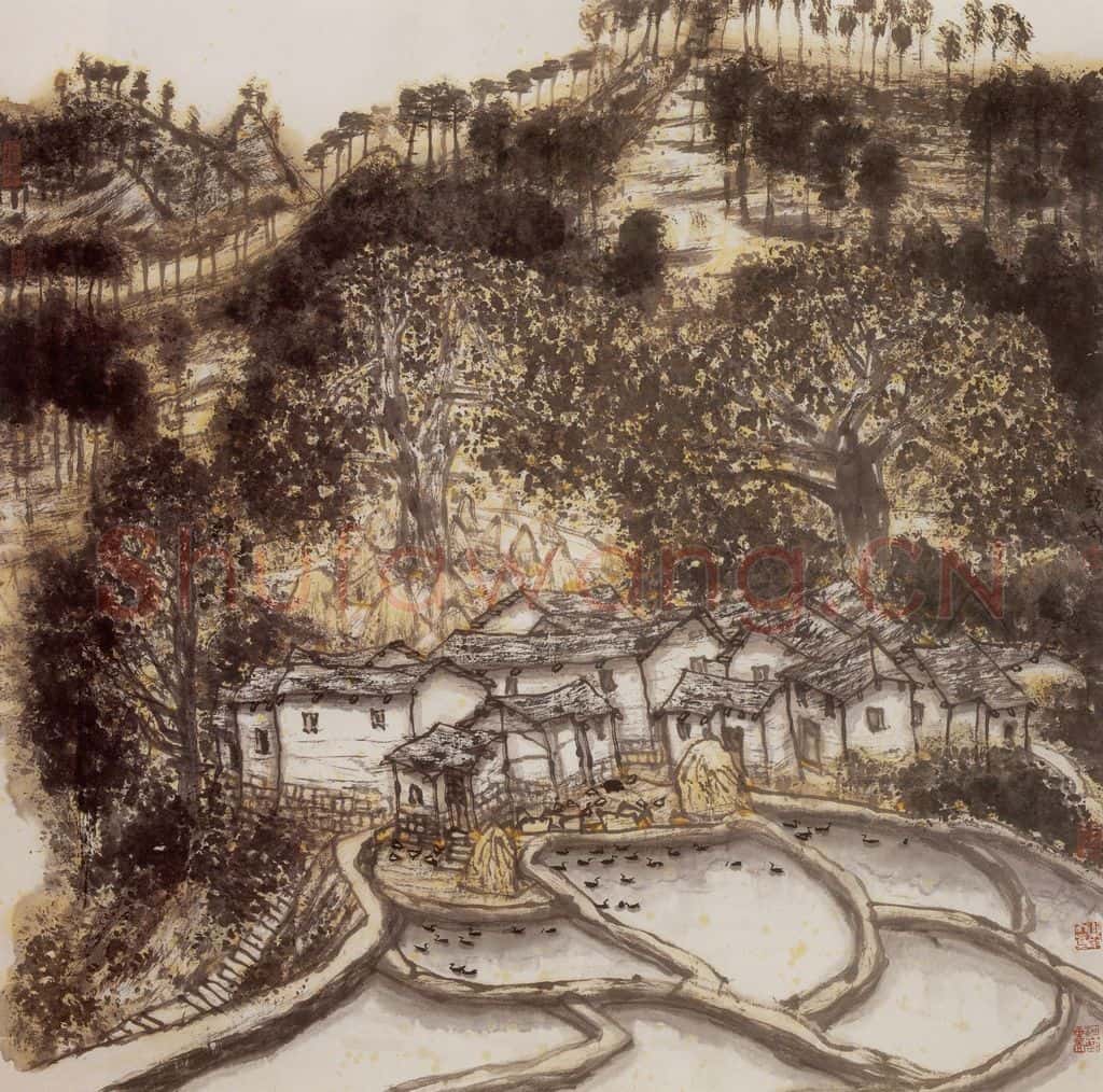 2001年 李宝林《大山深处有耕田》书画作品
