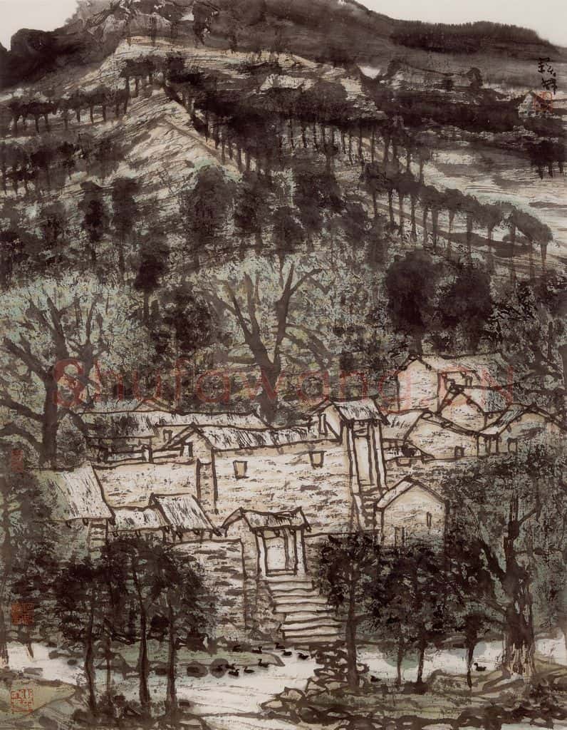 2001年 李宝林《新县胡湾》书画作品