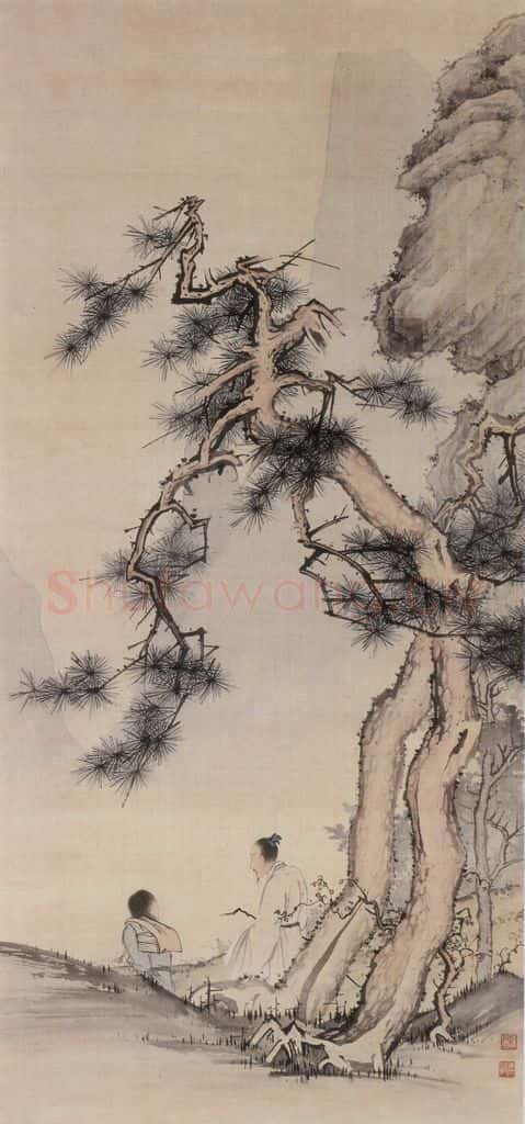 近现代 陈少梅《松下问童子》书画作品